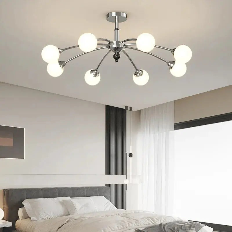 Modern Flush Mount Chandelier Beige/Silver Colors