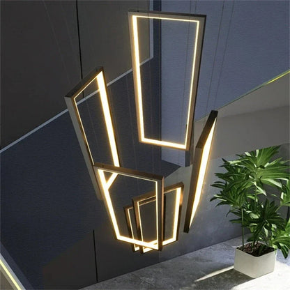 Modern Large Vertical Rectangle Chandelier For Staircase
