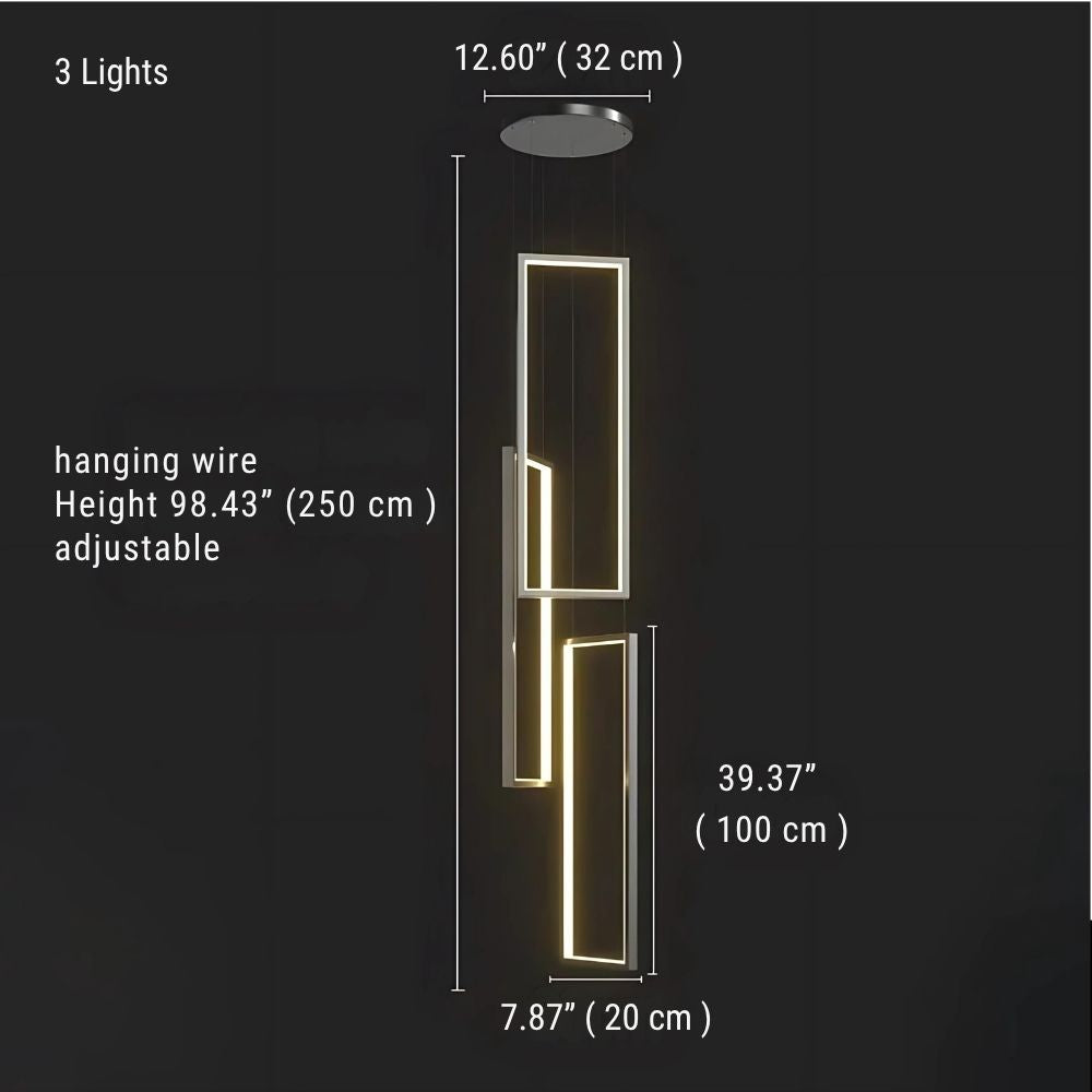 Modern Large Vertical Rectangle Chandelier For Staircase