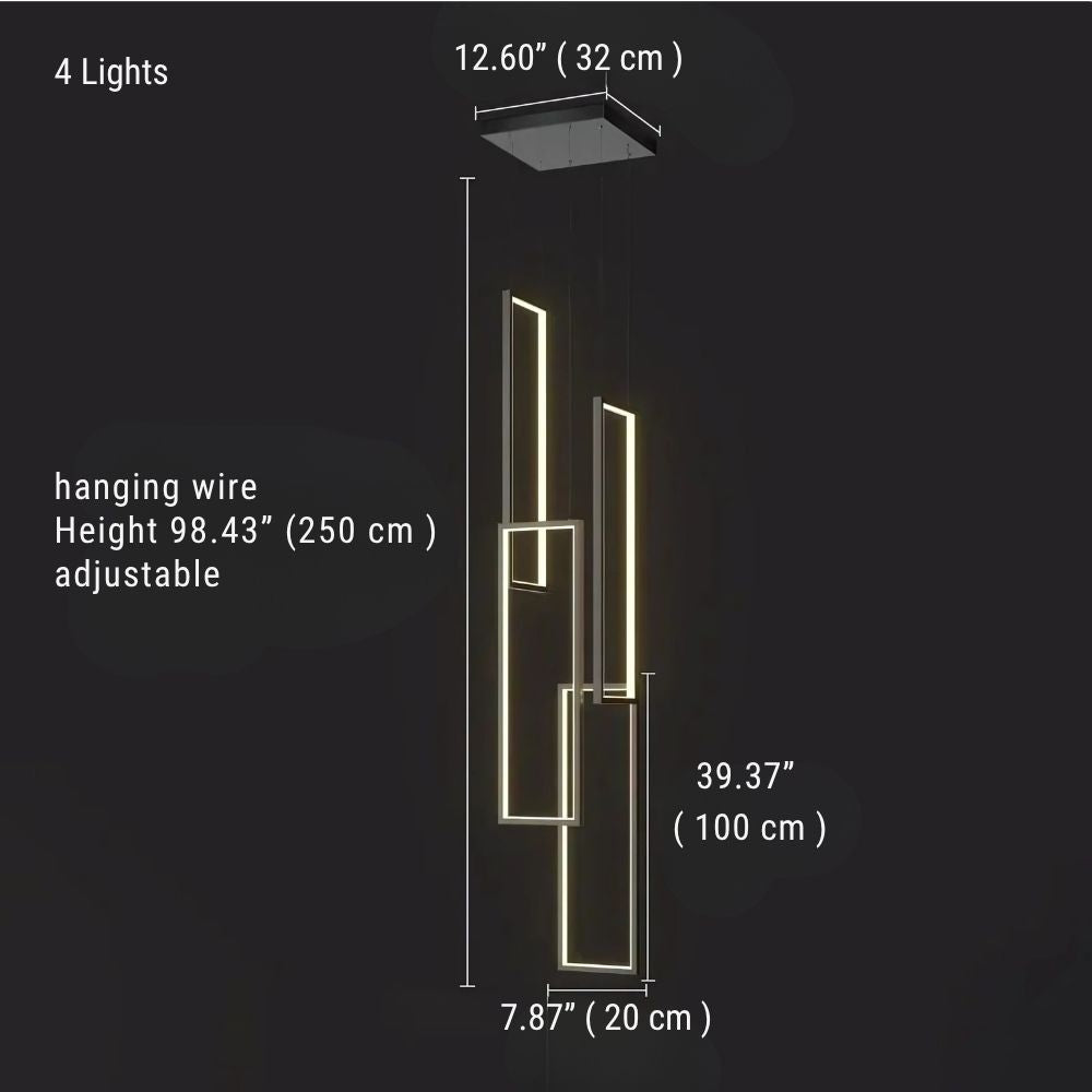 Modern Large Vertical Rectangle Chandelier For Staircase
