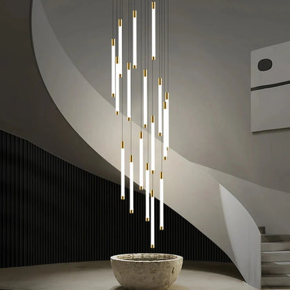 Atia Modern Long Chandelier For Staircase Black/Gold/Silver