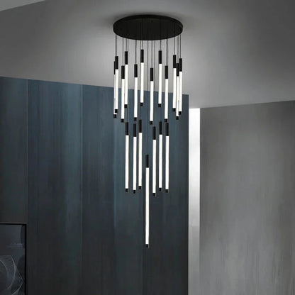 Atia Modern Long Chandelier For Staircase Black/Gold/Silver