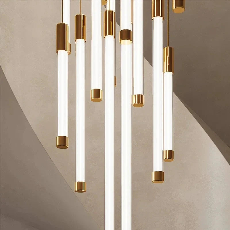 Atia Modern Long Chandelier For Staircase Black/Gold/Silver