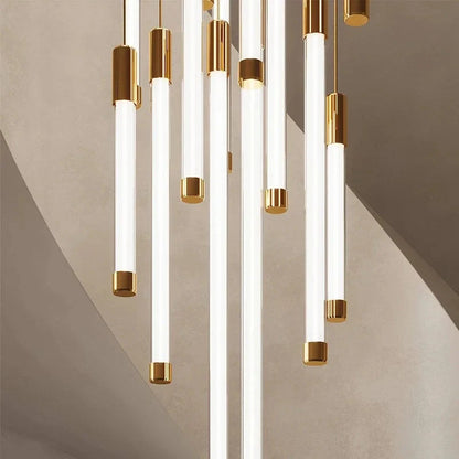 Atia Modern Long Chandelier For Staircase Black/Gold/Silver