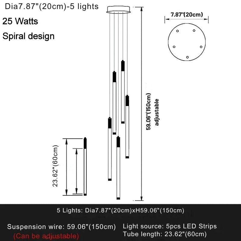 Atia Modern Long Chandelier For Staircase Black/Gold/Silver