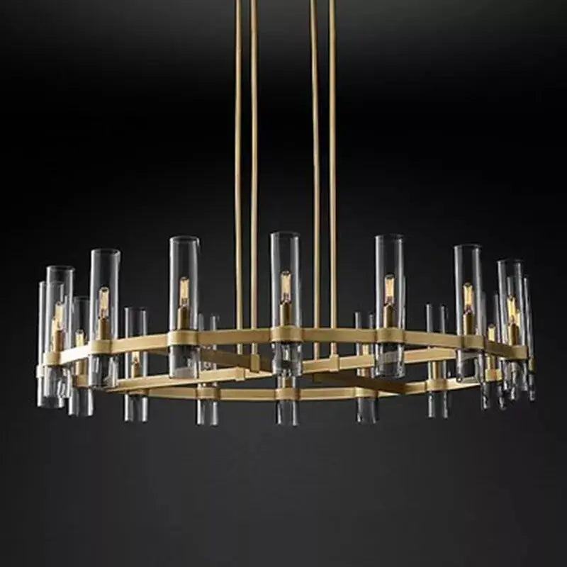 American Modern Metal Chandelier Gold & Black & Chrome