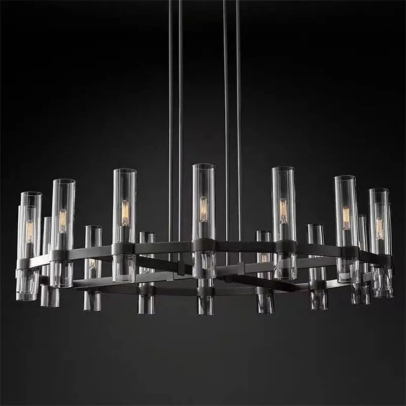 American Modern Metal Chandelier Gold & Black & Chrome