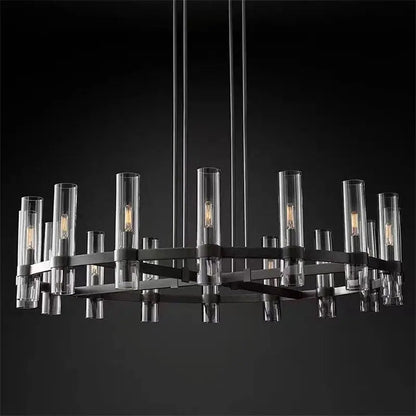 American Modern Metal Chandelier Gold & Black & Chrome