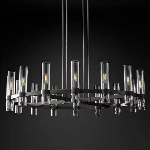 American Modern Metal Chandelier Gold & Black & Chrome
