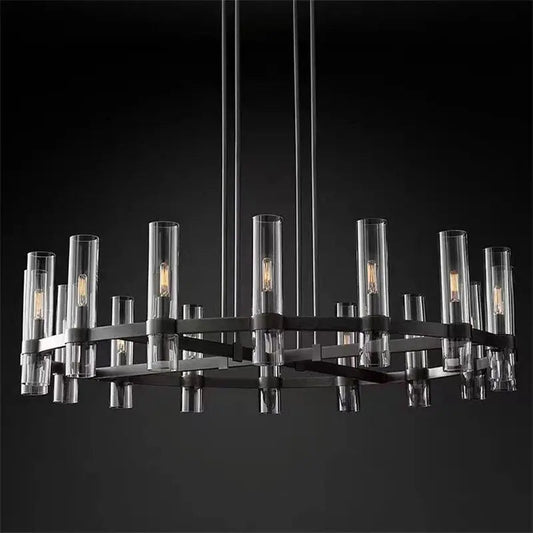 American Modern Metal Chandelier Gold & Black & Chrome