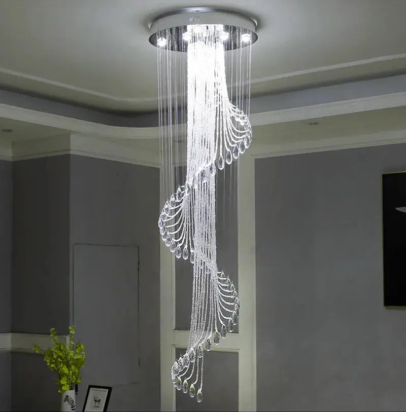 Modern Spiral Crystal Staircace Ceiling Chandelier