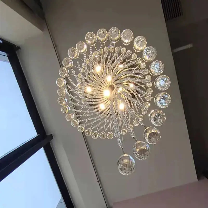 Modern Spiral Crystal Staircace Ceiling Chandelier