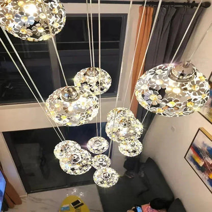 Modern Stainless Steel Petal Chandelier for Staircase