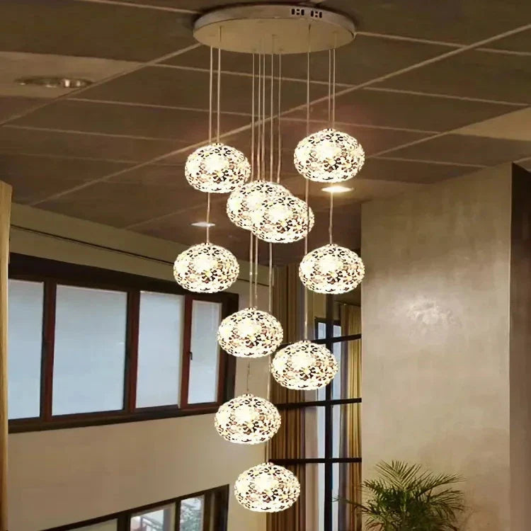 Modern Stainless Steel Petal Chandelier for Staircase