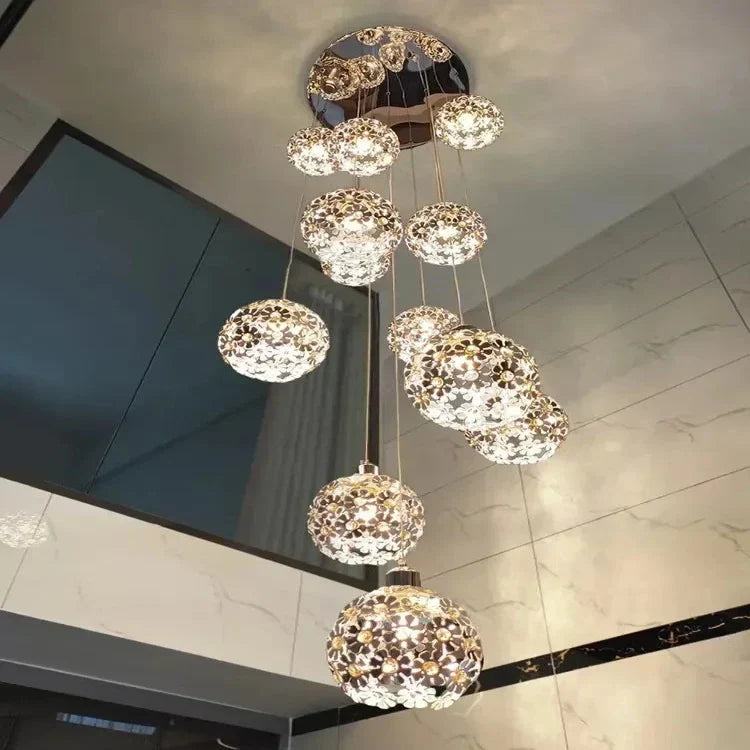 Classic Stainless Steel Petal Chandelier for Staircase