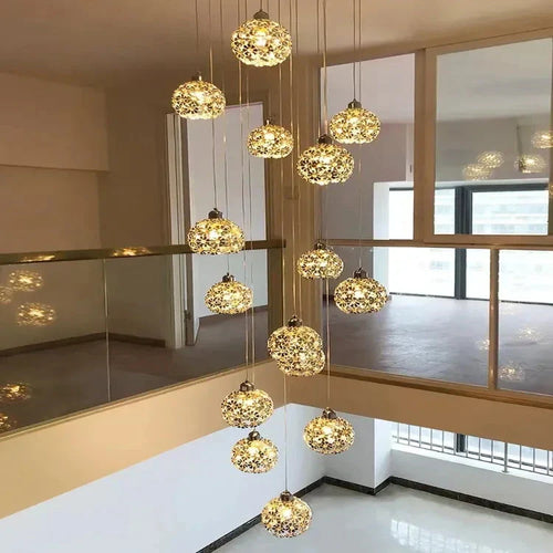 Modern Stainless Steel Petal Chandelier for Staircase