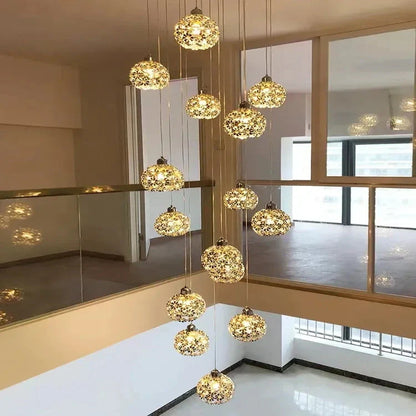 Classic Stainless Steel Petal Chandelier for Staircase