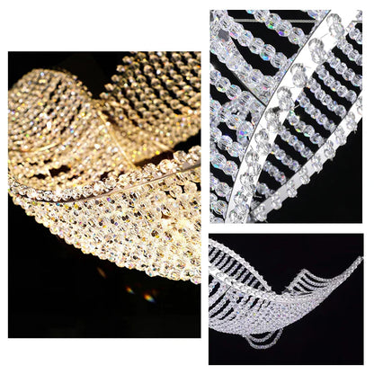 Modern Wave Crystal Chandelier Over Dining Table