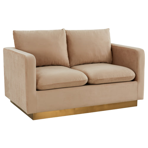 Elvira Mid-Century Velvet Loveseat - Gold Frame