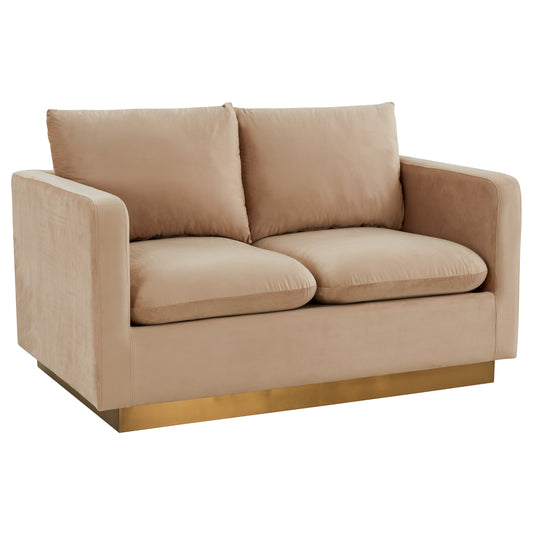 Elvira Mid-Century Velvet Loveseat - Gold Frame