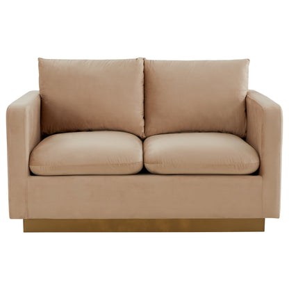 Elvira Mid-Century Velvet Loveseat - Gold Frame