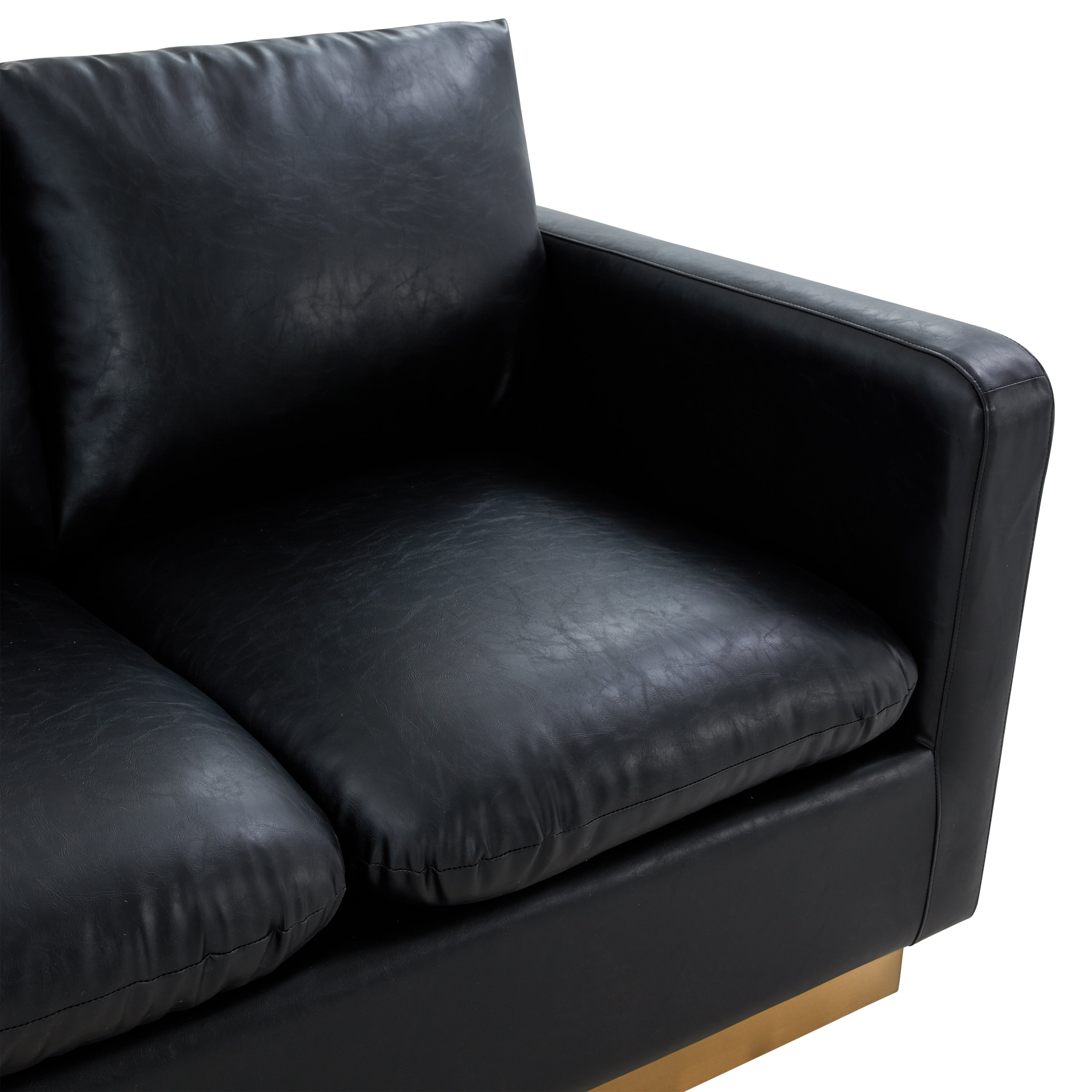 Elvira  Mid-Century Leather Loveseat - Gold Frame