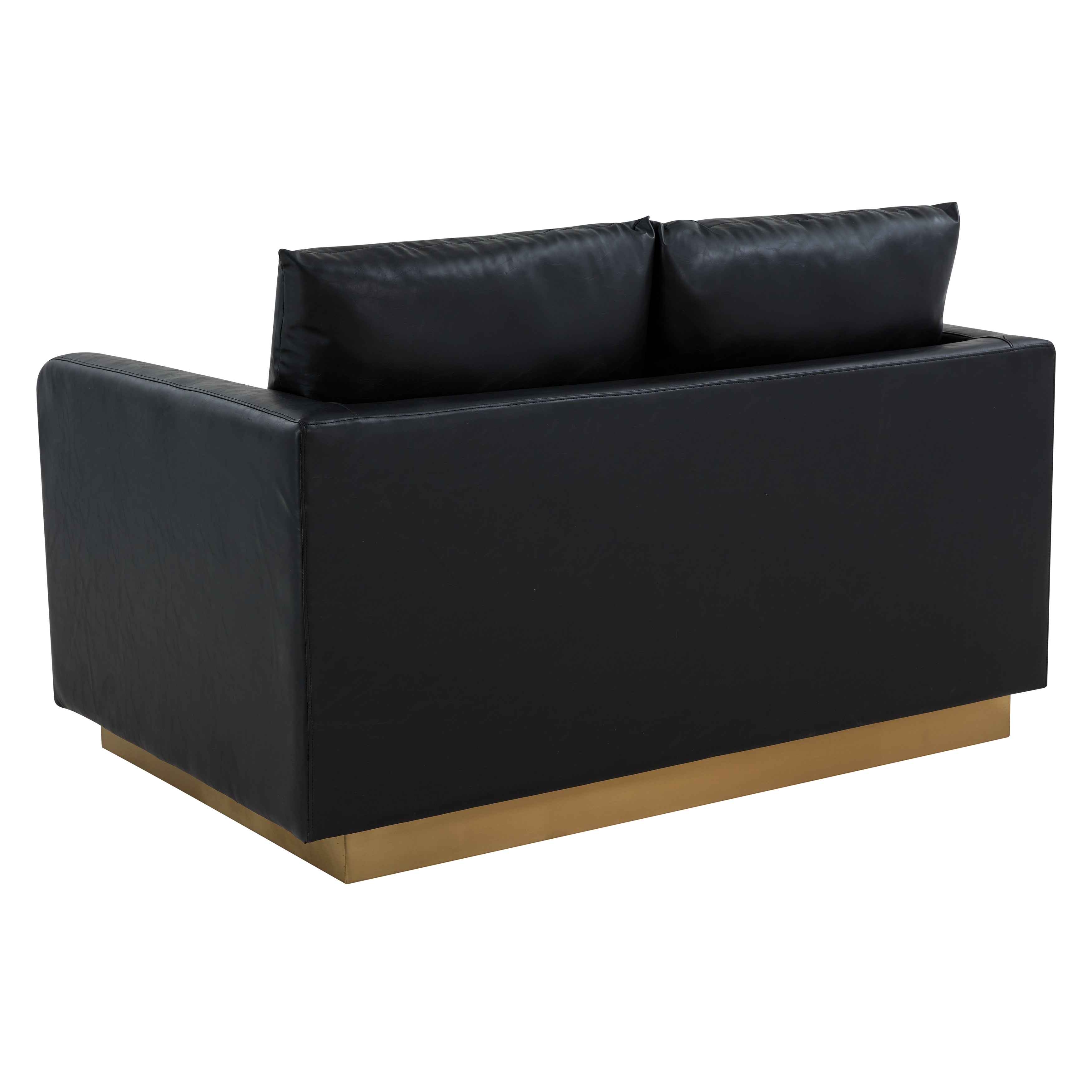 Elvira  Mid-Century Leather Loveseat - Gold Frame