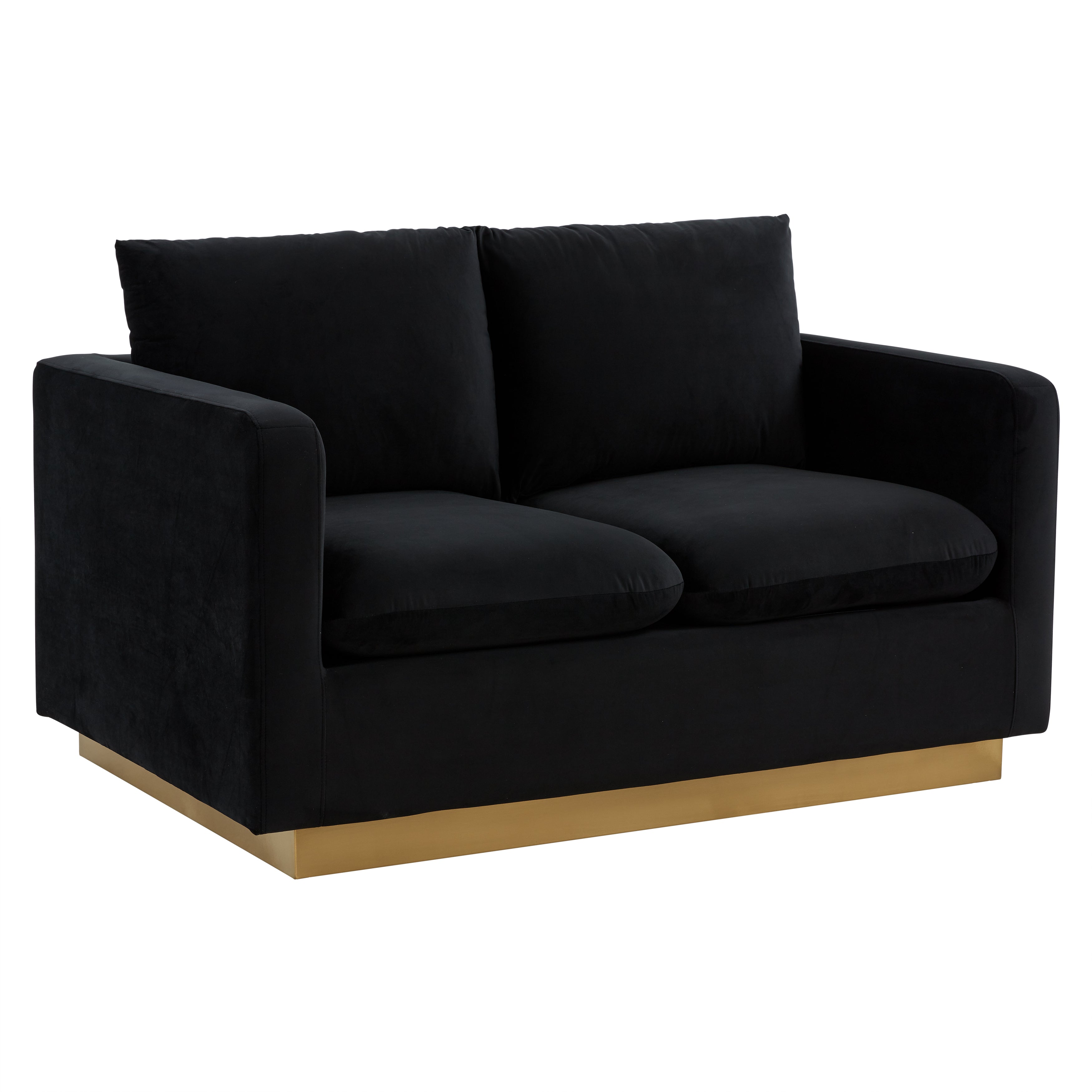 Elvira Mid-Century Velvet Loveseat - Gold Frame