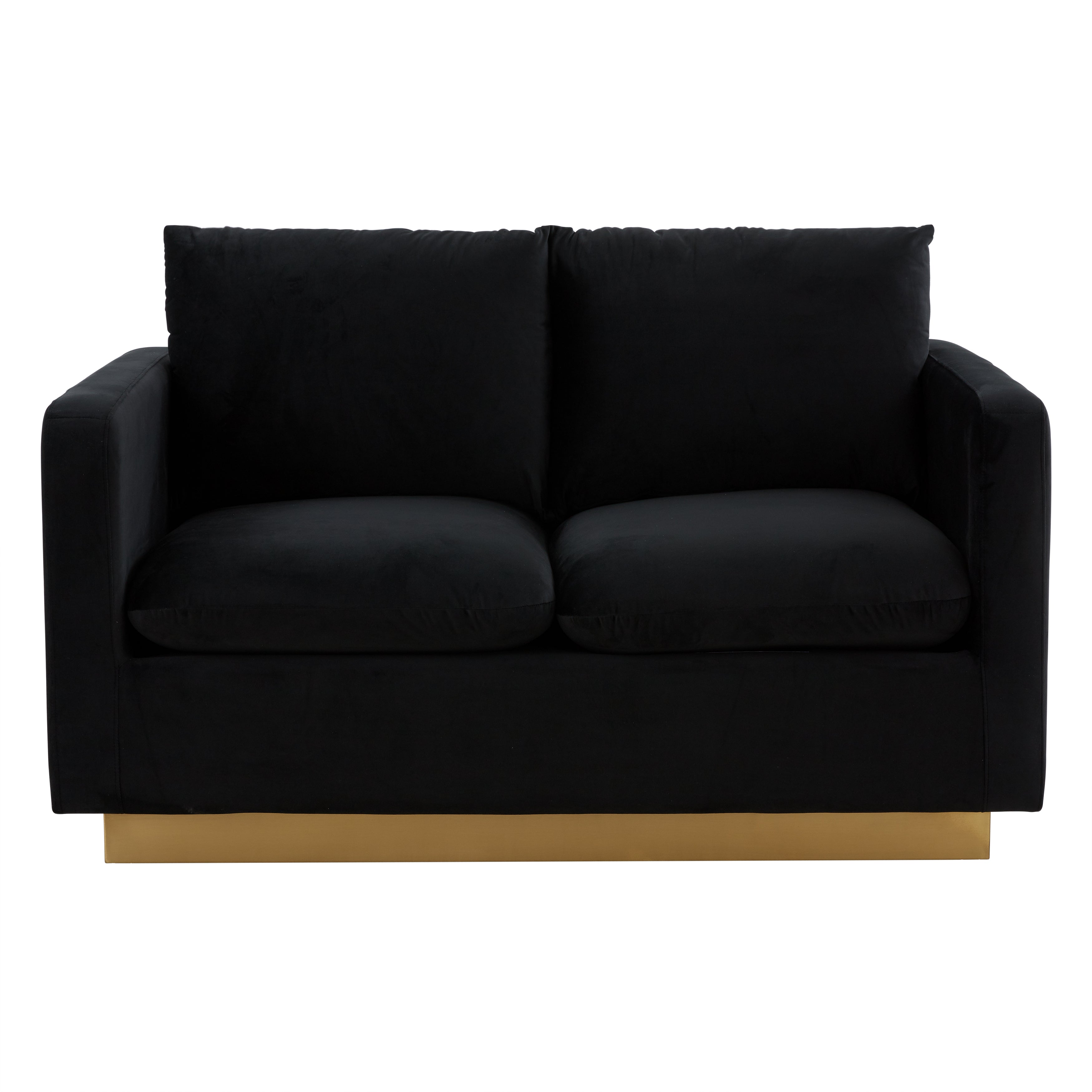 Elvira Mid-Century Velvet Loveseat - Gold Frame