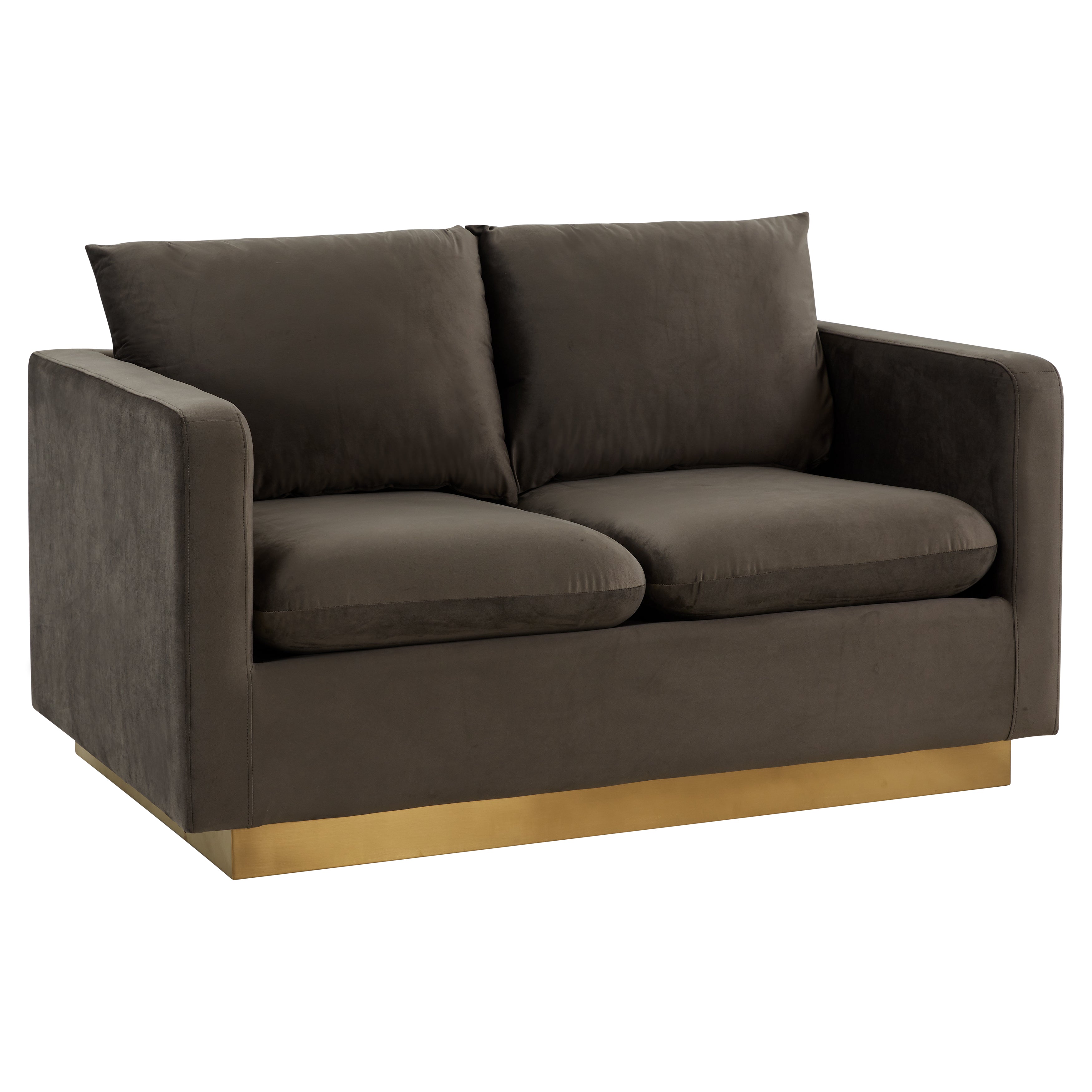 Elvira Mid-Century Velvet Loveseat - Gold Frame