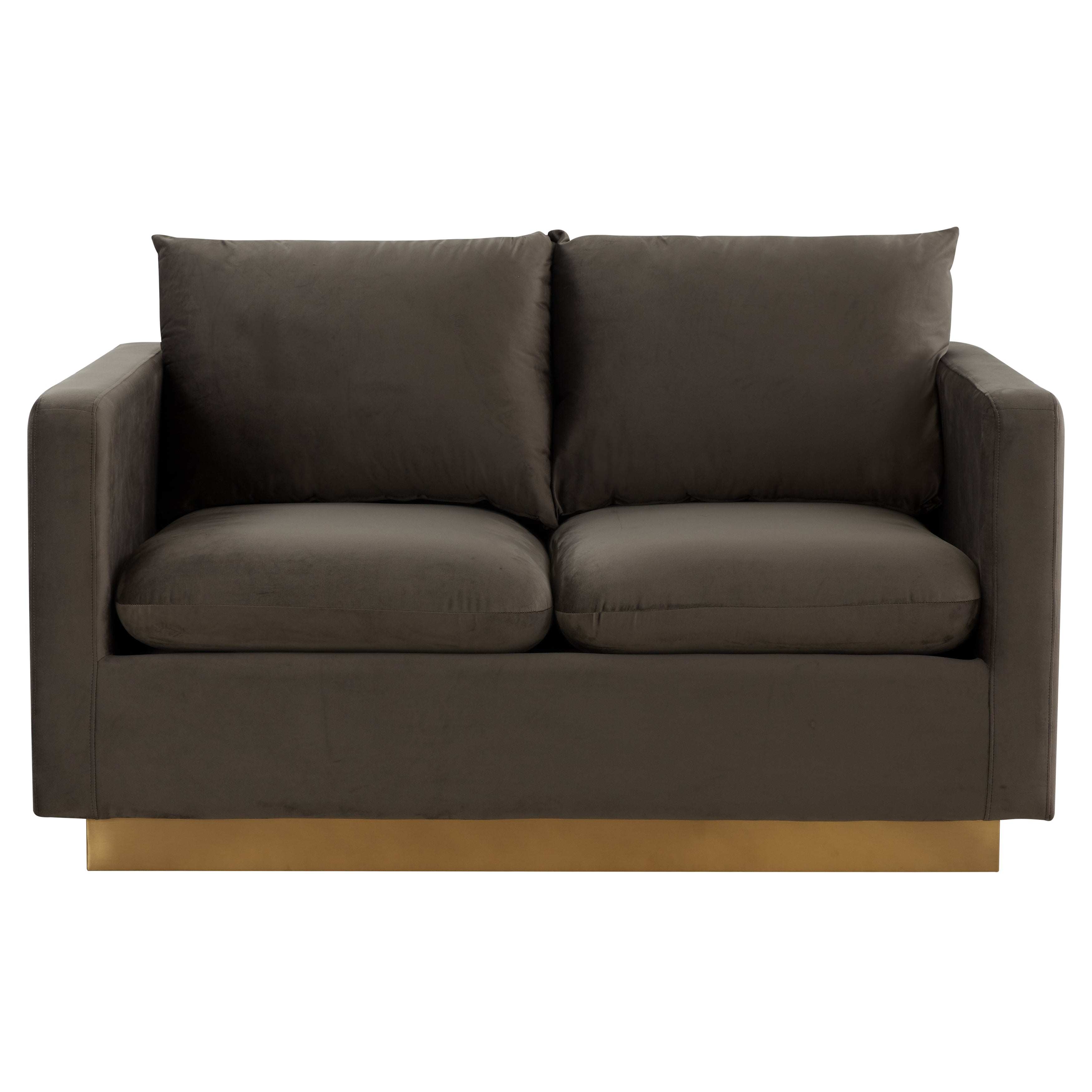 Elvira Mid-Century Velvet Loveseat - Gold Frame