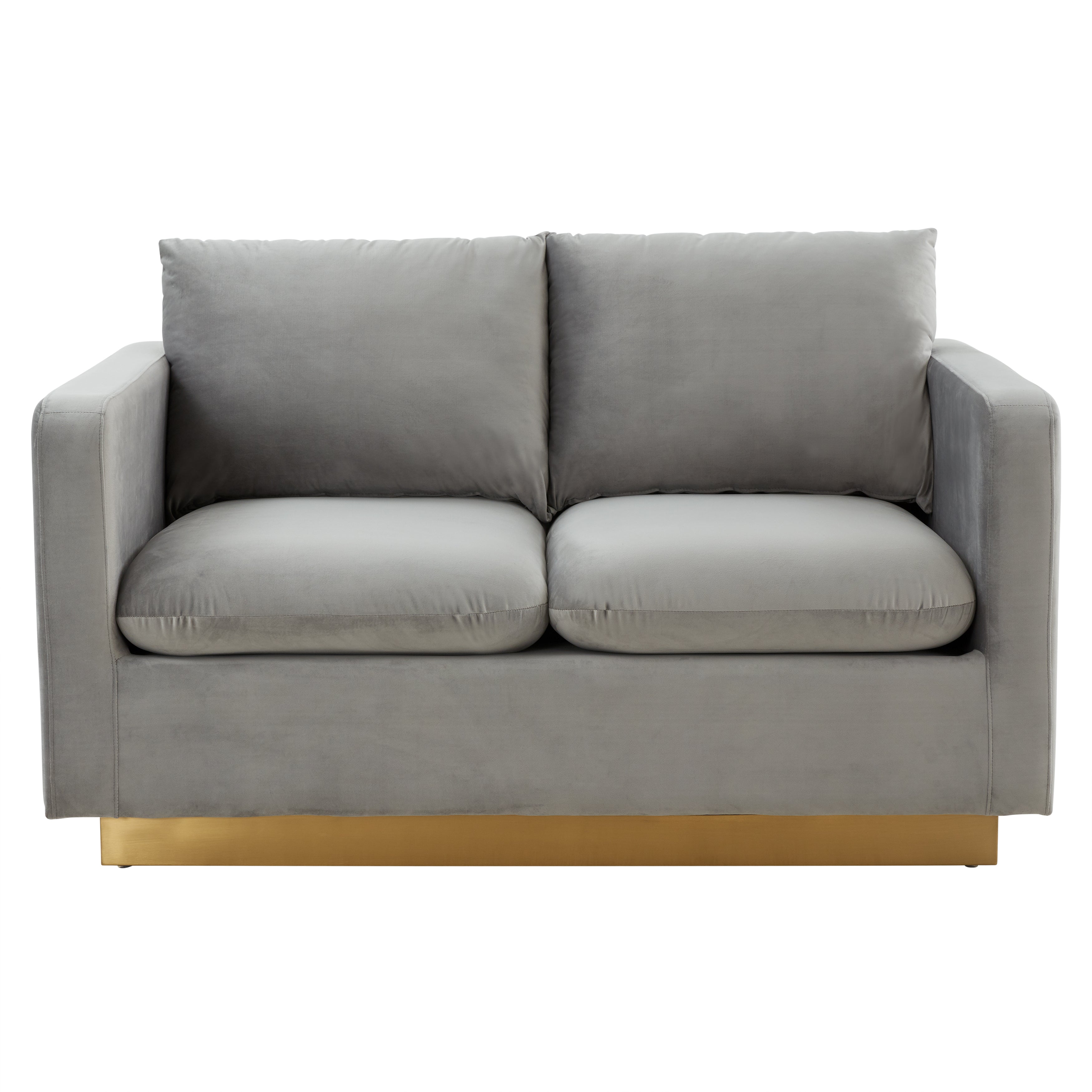 Elvira Mid-Century Velvet Loveseat - Gold Frame