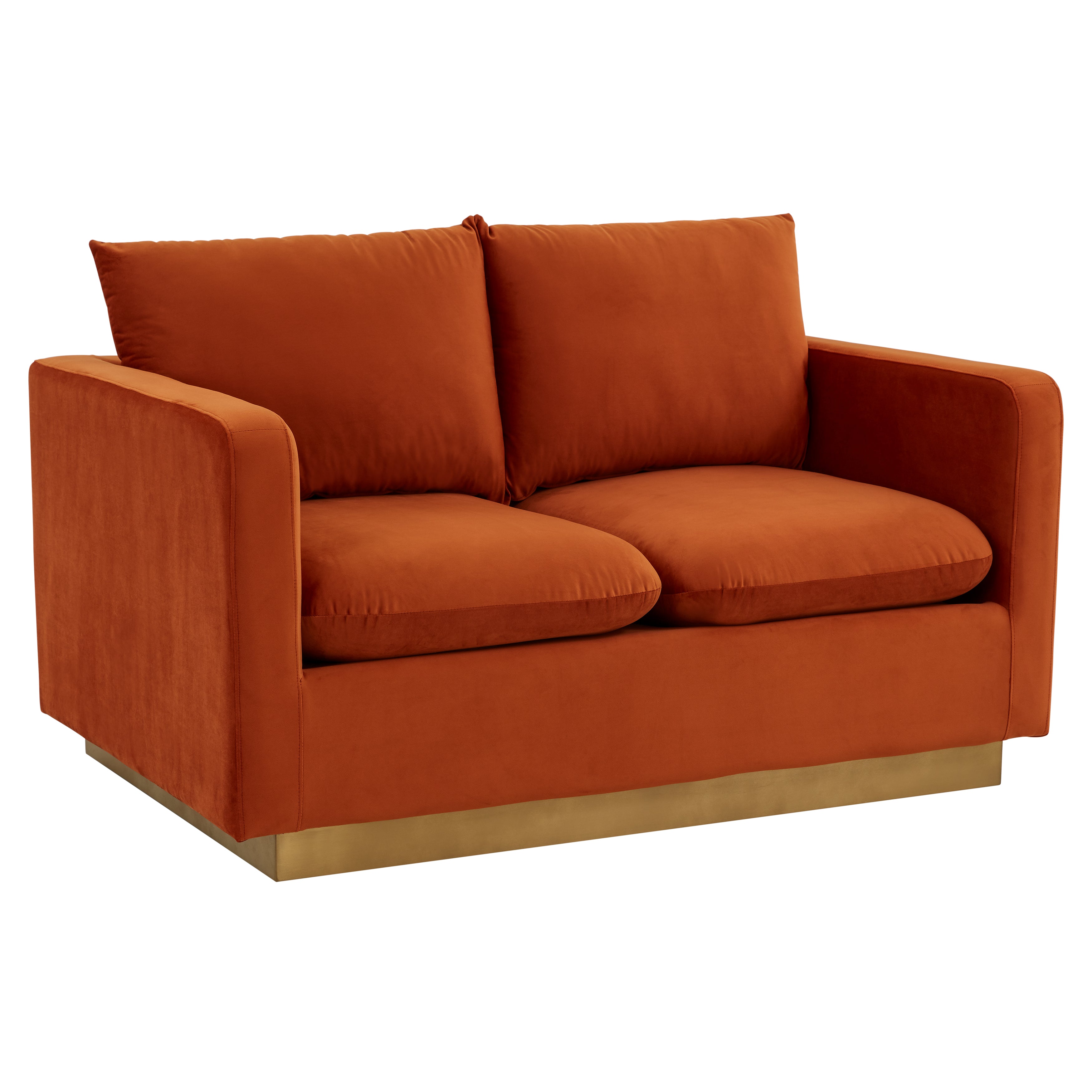 Elvira Mid-Century Velvet Loveseat - Gold Frame