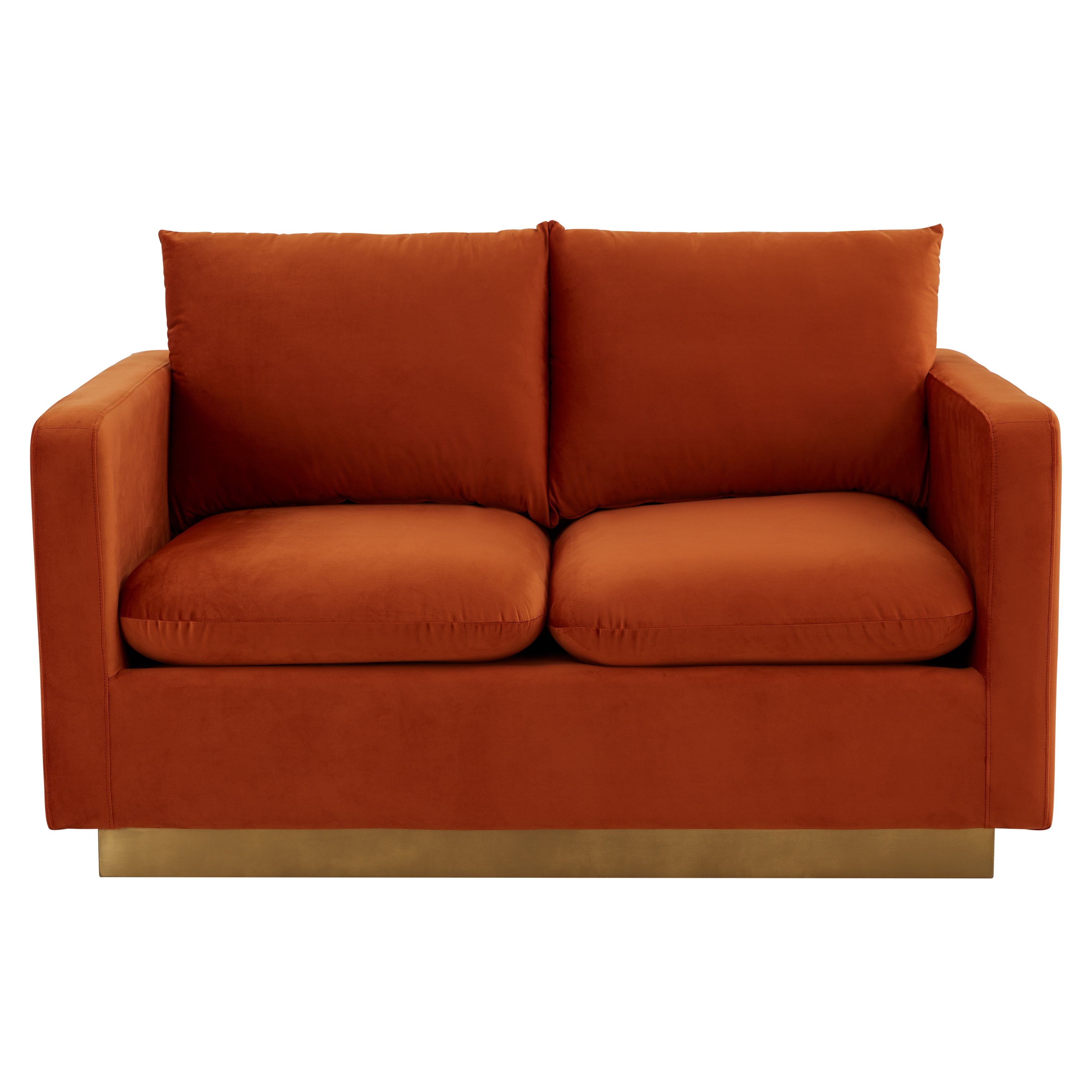 Elvira Mid-Century Velvet Loveseat - Gold Frame