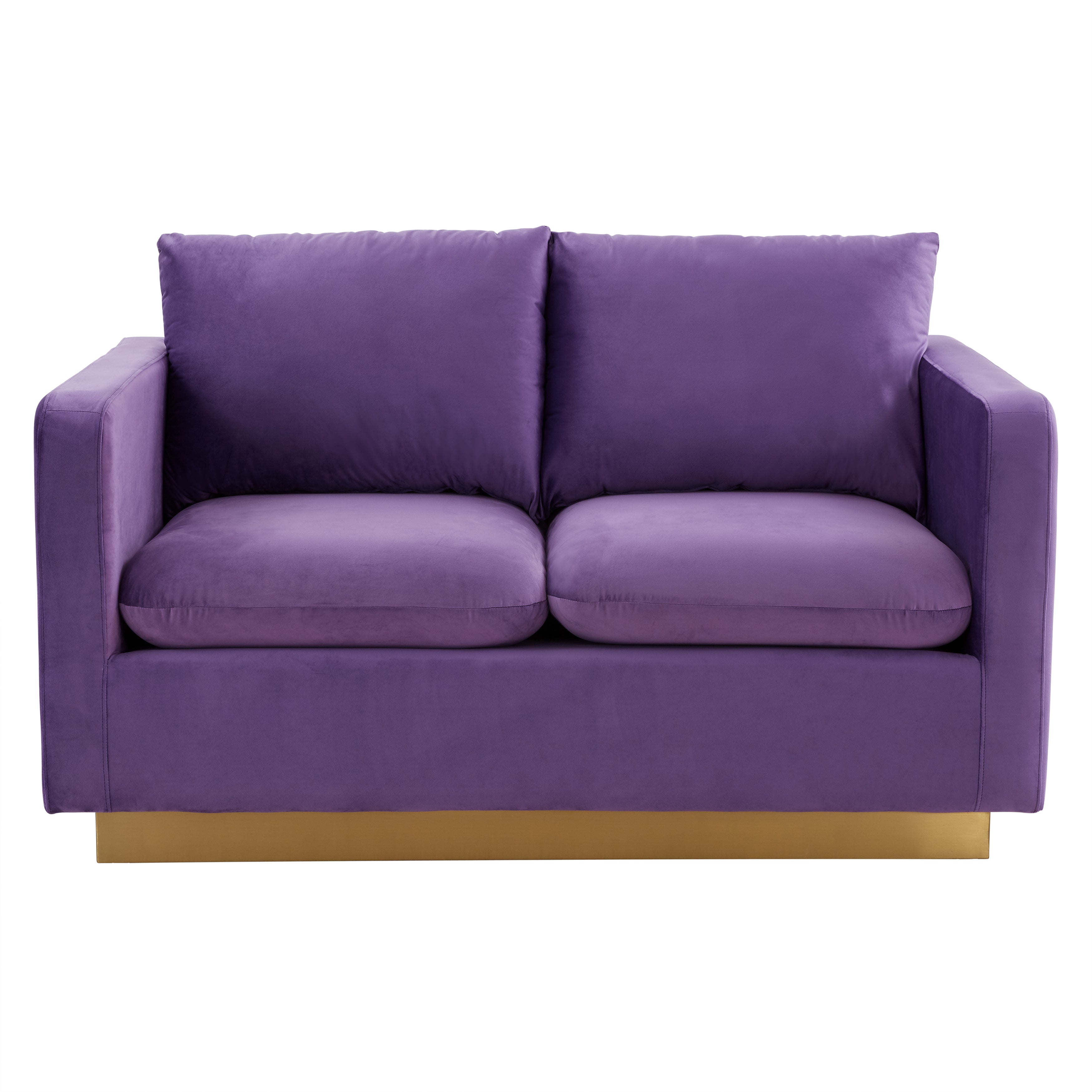 Elvira Mid-Century Velvet Loveseat - Gold Frame