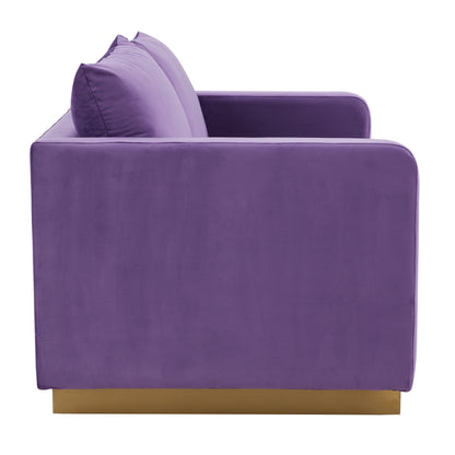 Elvira Mid-Century Velvet Loveseat - Gold Frame