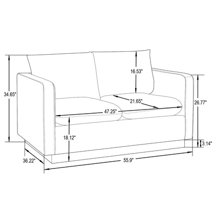 Elvira Mid-Century Velvet Loveseat - Gold Frame