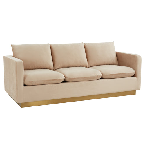 Elvira Mid-Century Velvet Sofa - Gold Frame