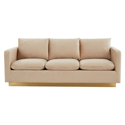 Elvira Mid-Century Velvet Sofa - Gold Frame