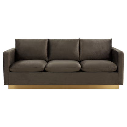 Elvira Mid-Century Velvet Sofa - Gold Frame