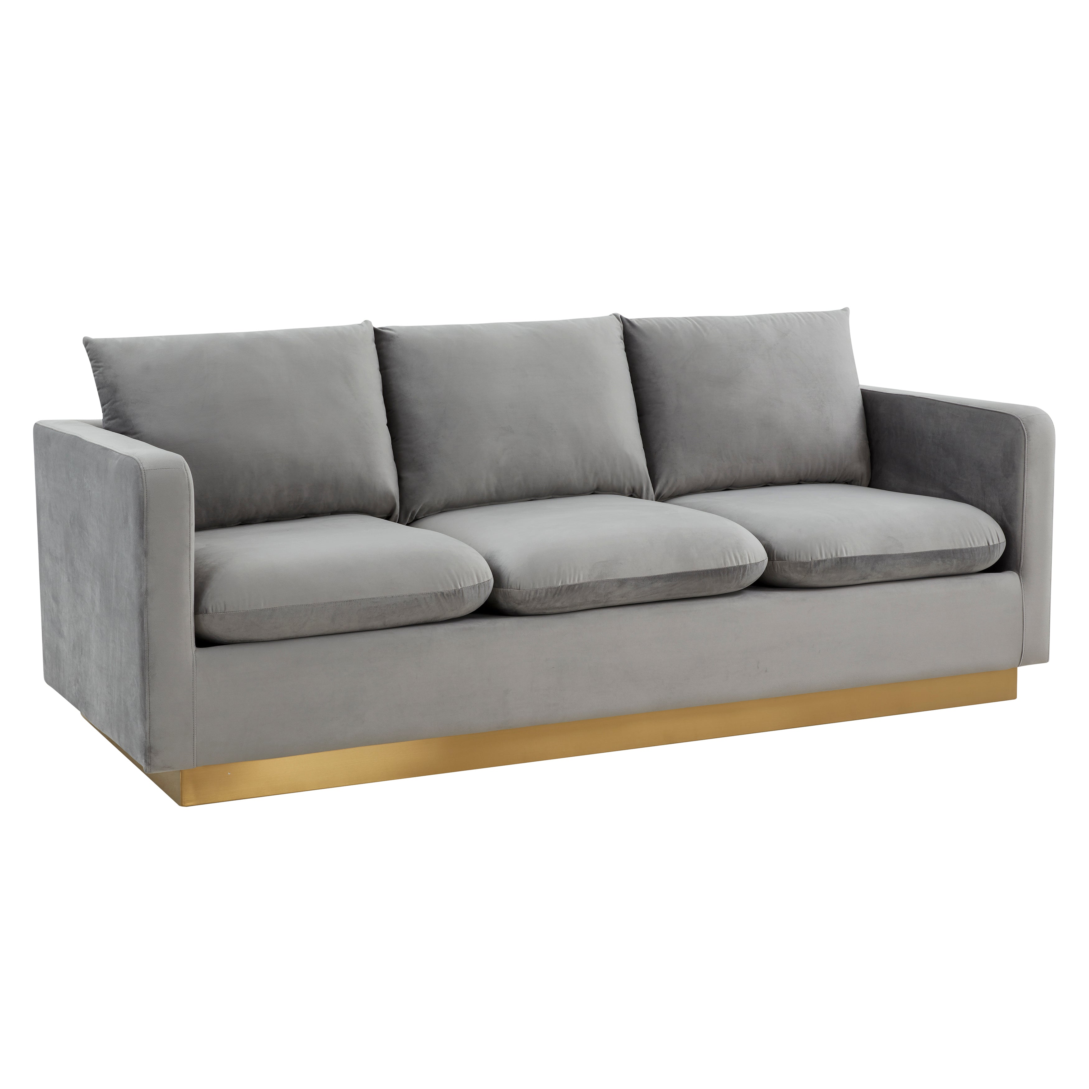 Elvira Mid-Century Velvet Sofa - Gold Frame