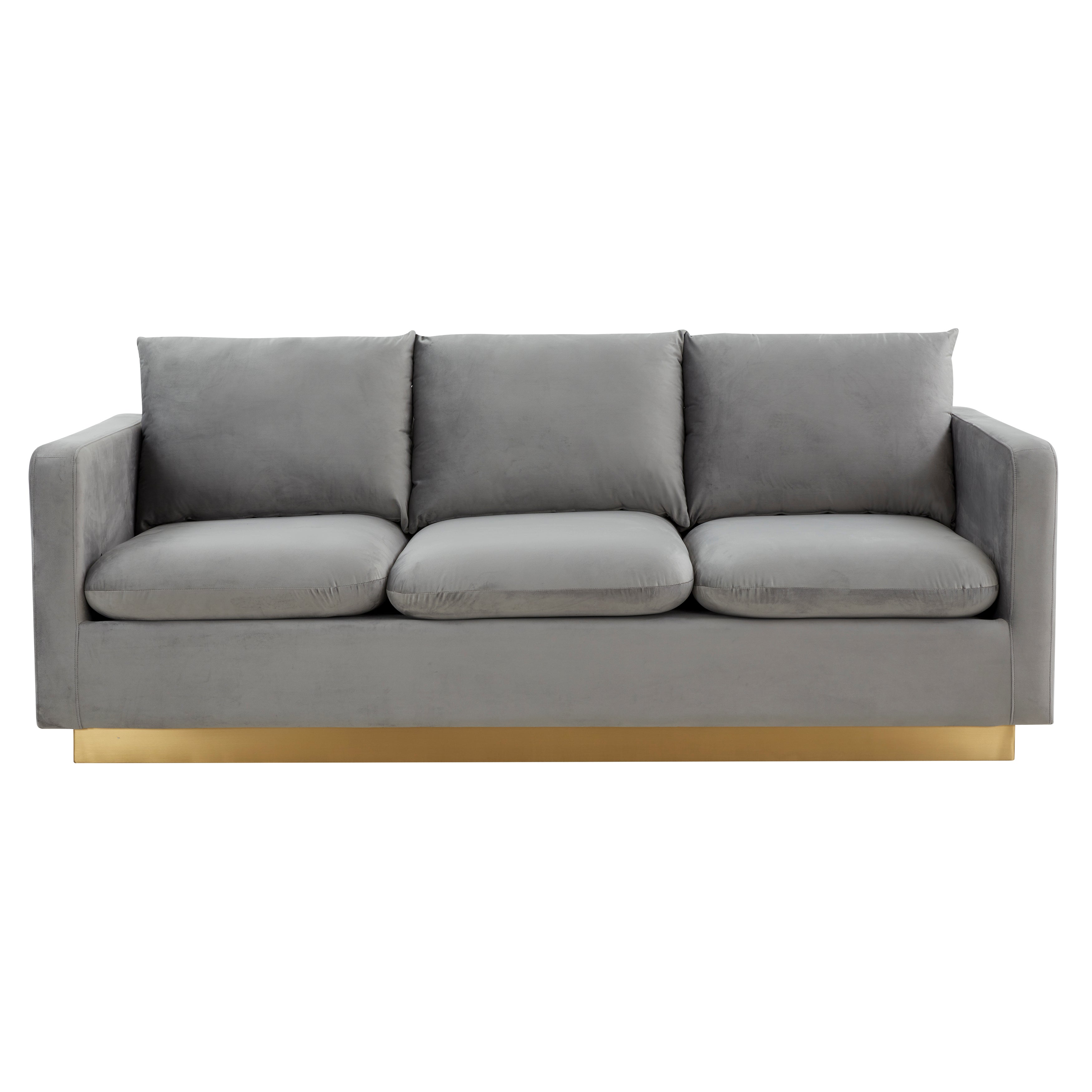 Elvira Mid-Century Velvet Sofa - Gold Frame