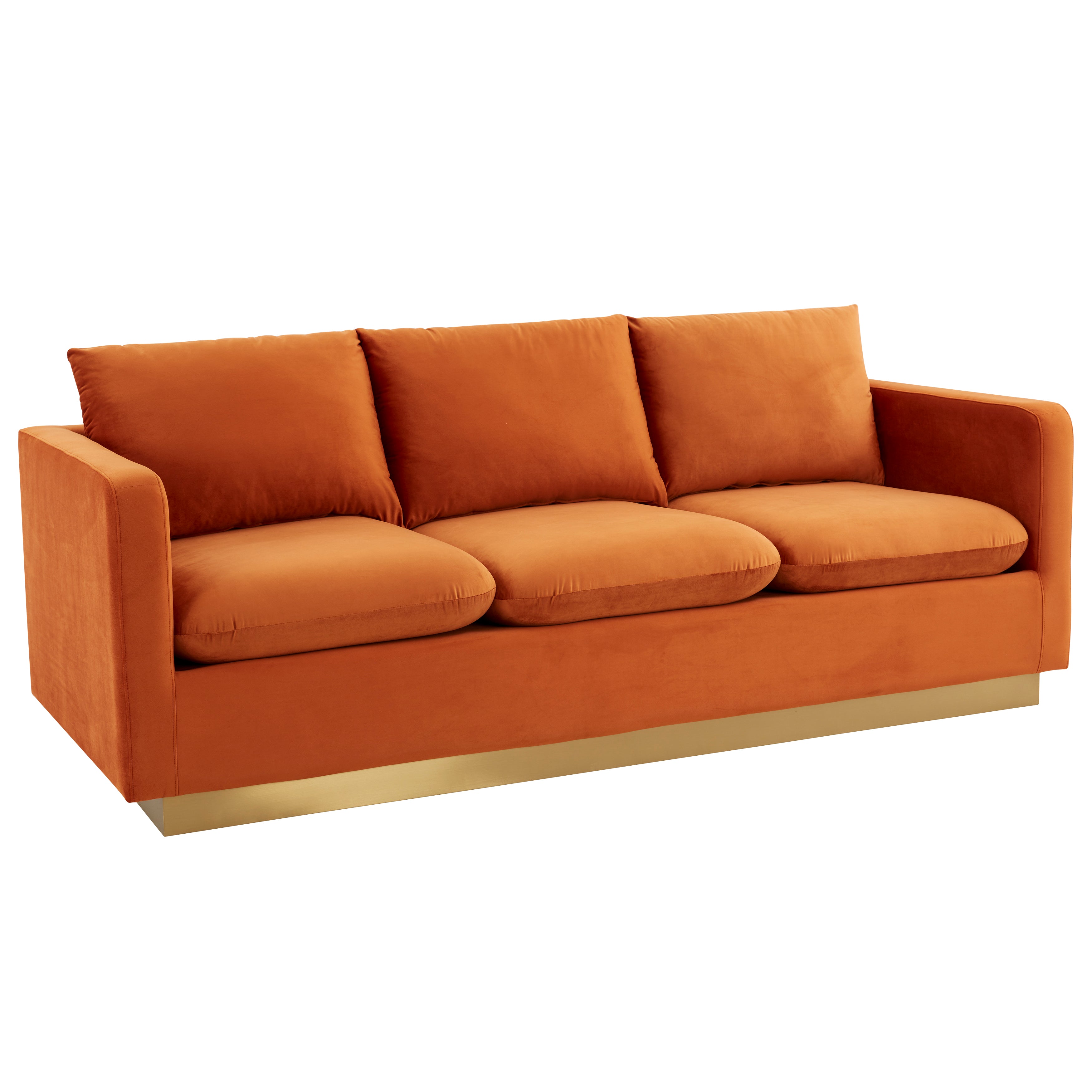 Elvira Mid-Century Velvet Sofa - Gold Frame