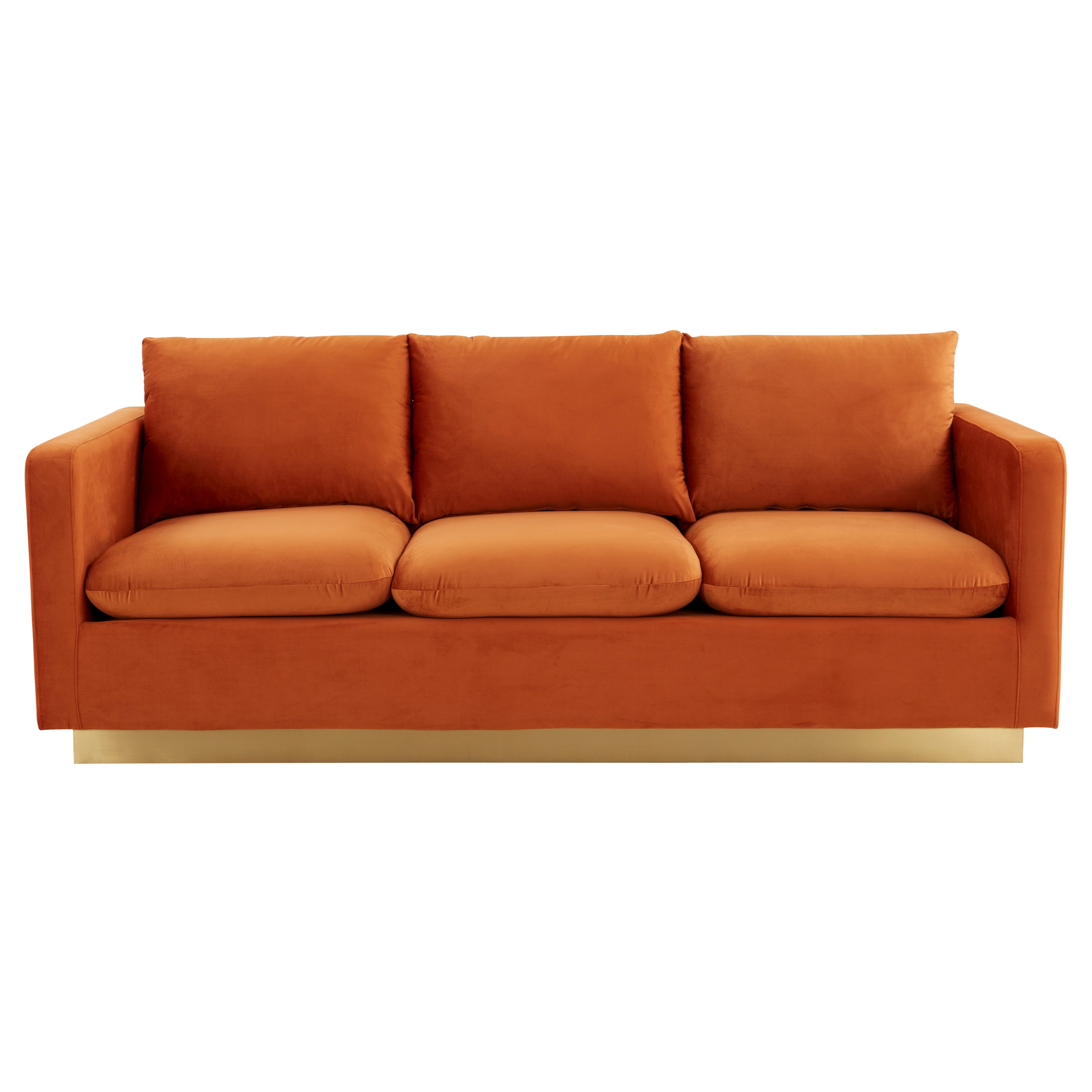 Elvira Mid-Century Velvet Sofa - Gold Frame