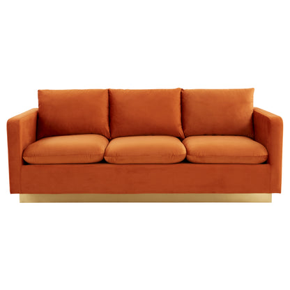 Elvira Mid-Century Velvet Sofa - Gold Frame
