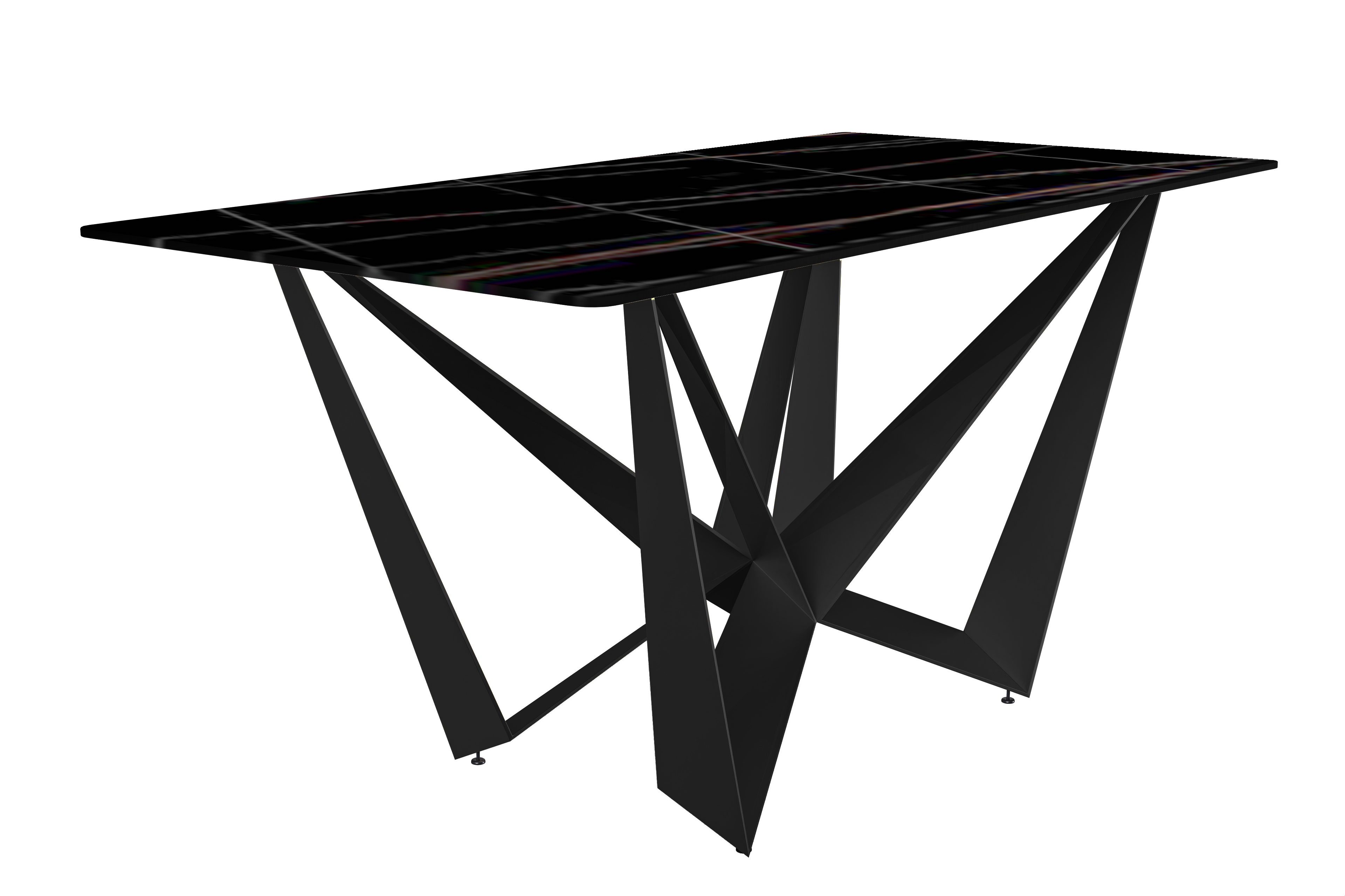 Nuvor Series Modern Dining Table Black Base, With 62 Black/Gold Sintered Stone Top