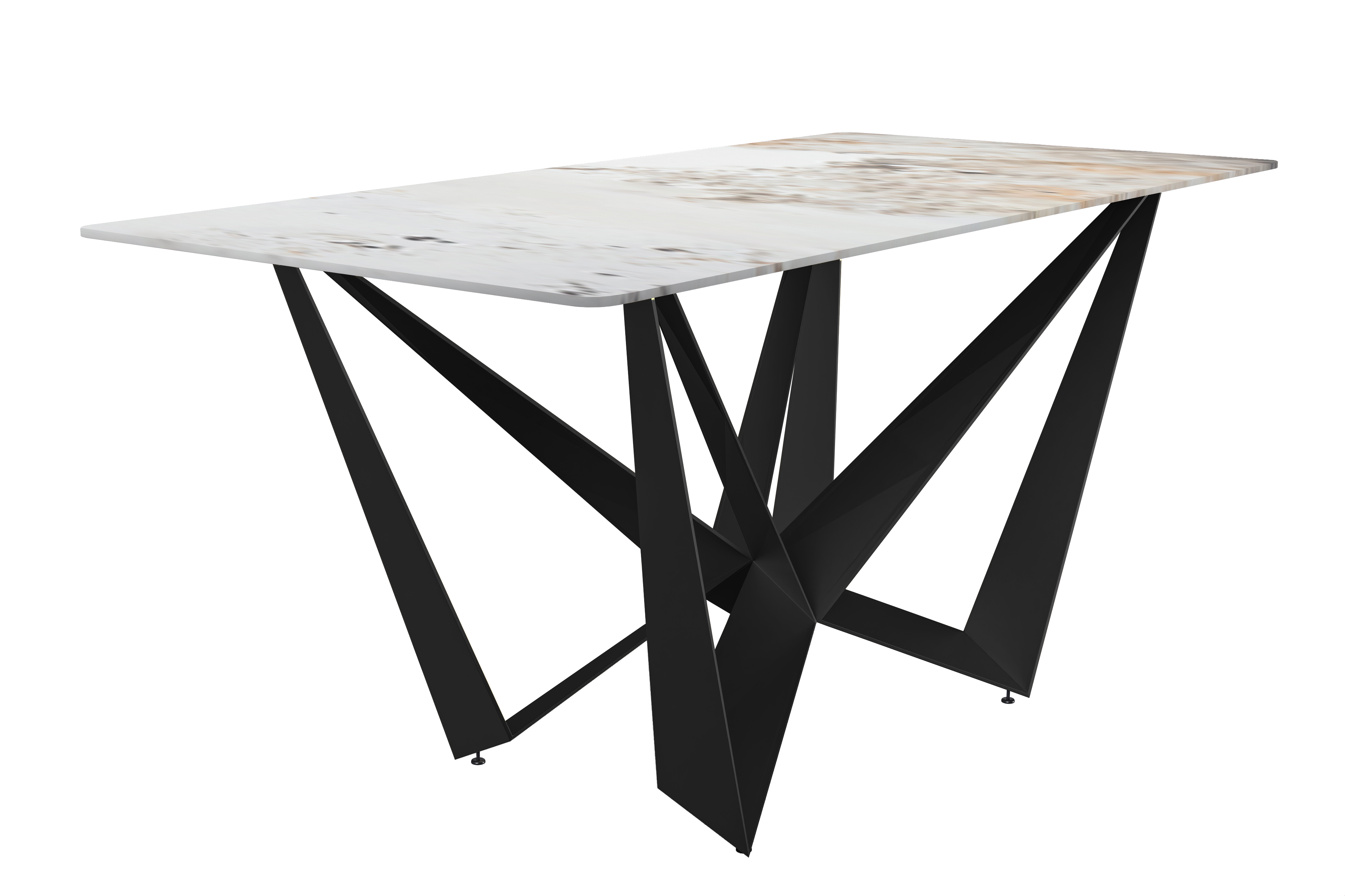 Nuvor Series Modern Dining Table Black Base, With 62 White Grey Sintered Stone Top