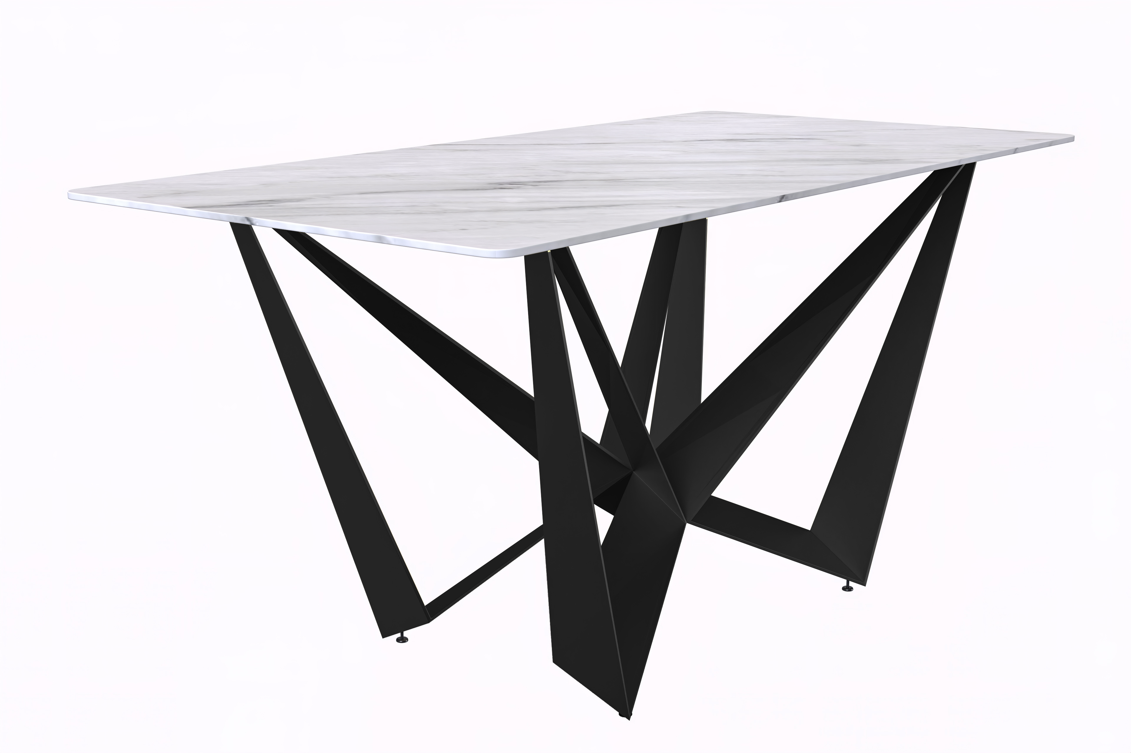 Nuvor Series Modern Dining Table Black Base, With 62 White Sintered Stone Top