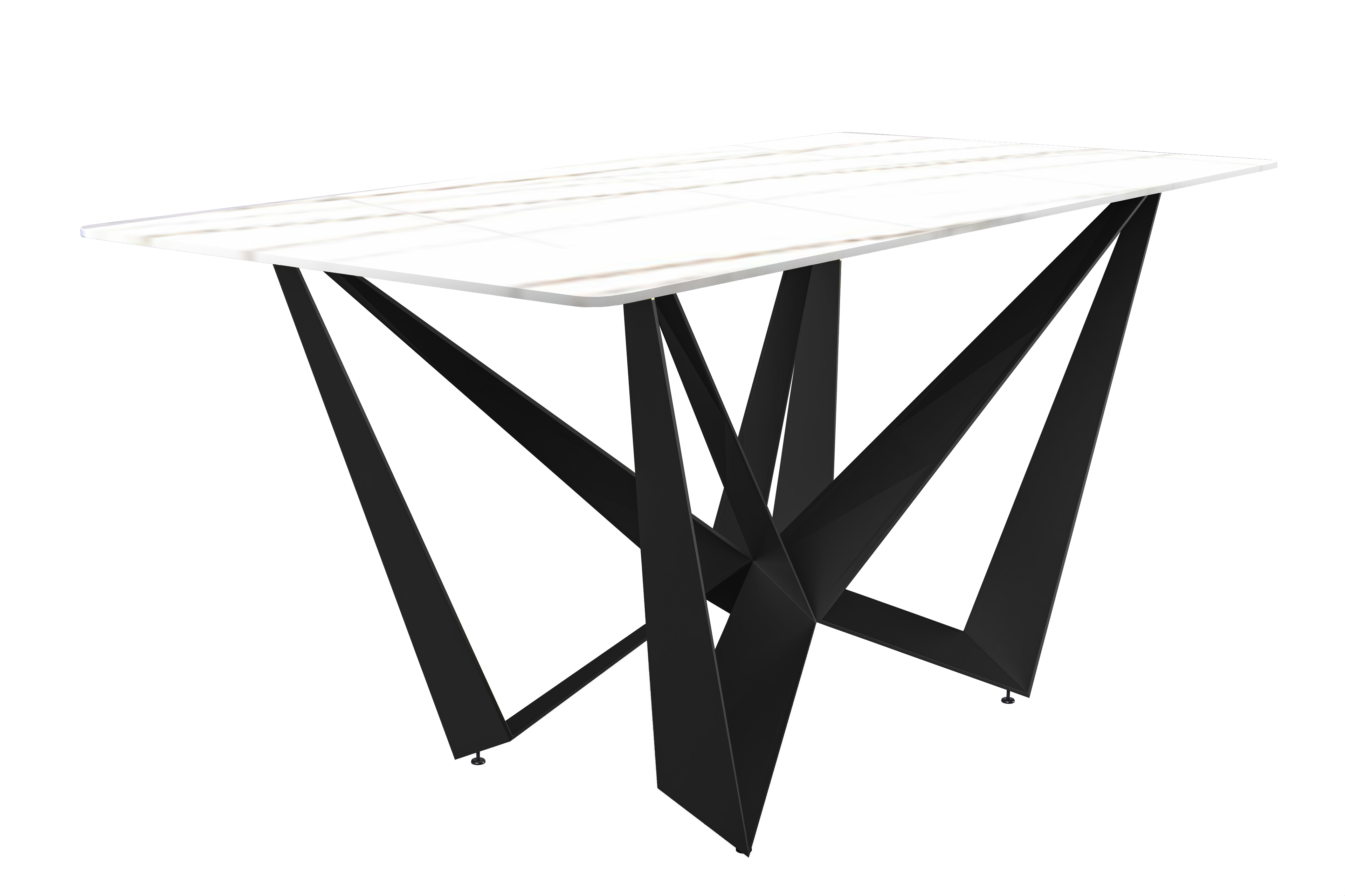 Nuvor Series Modern Dining Table Black Base, With 62 White/Gold Sintered Stone Top