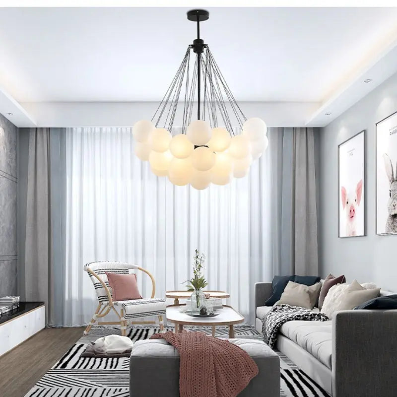 Nora White Bubble Cluster Chandelier